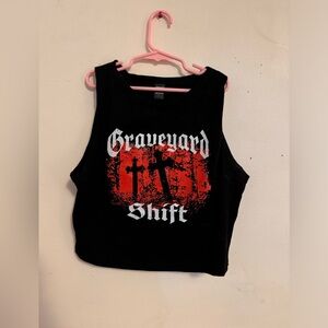 Black Red Graveyard Crop Top Tank